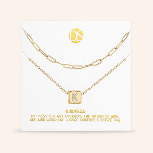 "Whispers" Set of Two Initial Cube & Clip Chain Layering Necklaces