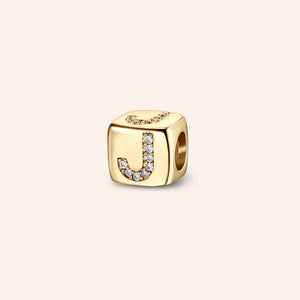 "Simply whispers" Pave Initial Cube Charm