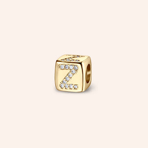 "Simply whispers" Pave Initial Cube Charm
