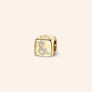 "Simply whispers" Pave Initial Cube Charm