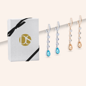"Leane" Set of Two Pear-cut Huggie Drop Earrings
