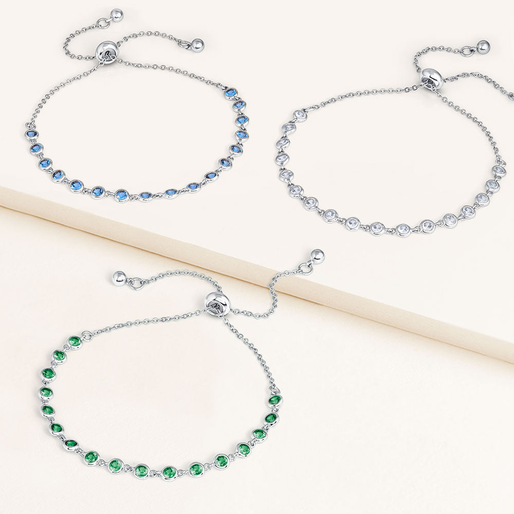 "Treble" Set of Three 5.6CTW Bezel Set Pull-tie Bracelets