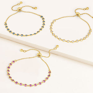 "Treble" Set of Three 5.6CTW Bezel Set Pull-tie Bracelets