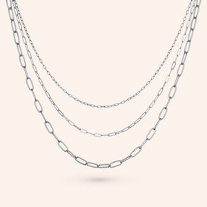"Cassandra" Clip Chain Triple Strand Layered Necklace