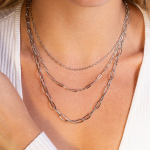 "Cassandra" Clip Chain Triple Strand Layered Necklace