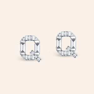 "Be Your Own" Baguette Initial Stud Earrings