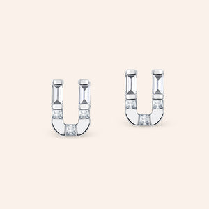 "Be Your Own" Baguette Initial Stud Earrings