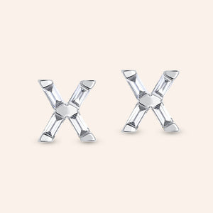 "Be Your Own" Baguette Initial Stud Earrings