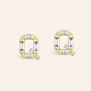 "Be Your Own" Baguette Initial Stud Earrings