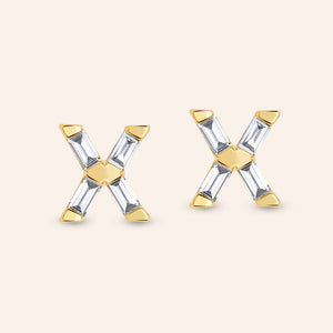 "Be Your Own" Baguette Initial Stud Earrings