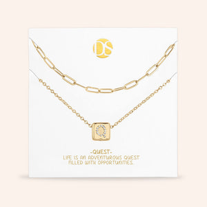 "Whispers" Set of Two Initial Cube & Clip Chain Layering Necklaces
