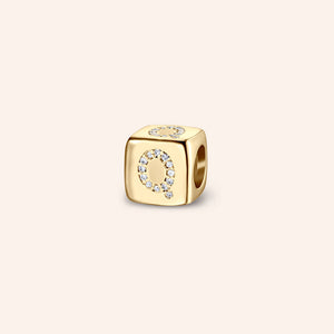 "Simply whispers" Pave Initial Cube Charm