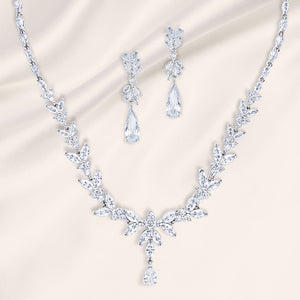 "Royal Foliage" 50CTW Mixed-cuts Statement Necklace and Earrings Set