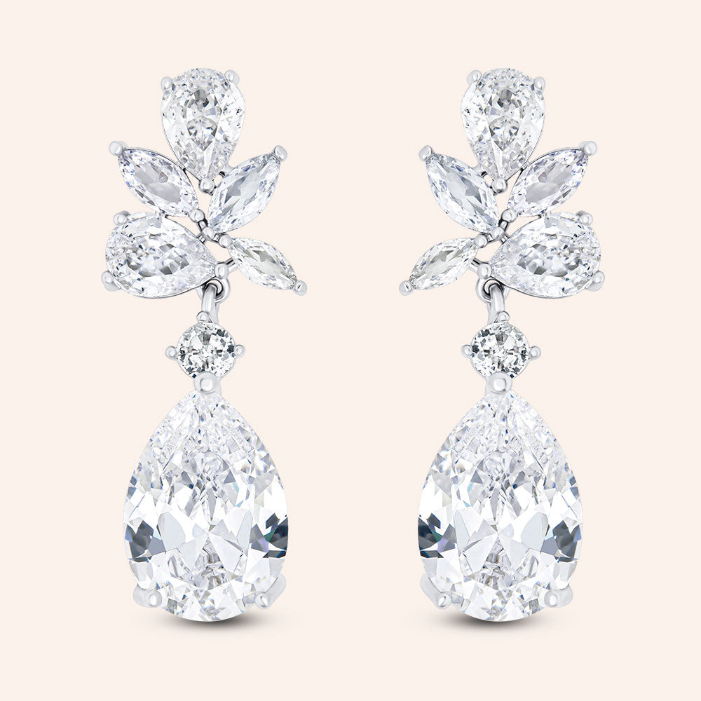 "Ishana" 23CTW Pear Cut Dangle Earrings