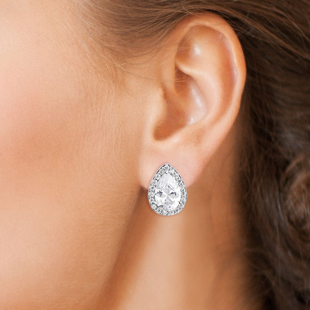 "Sydney" 11 CTW Hollow Pear Cut Statement Stud Earrings