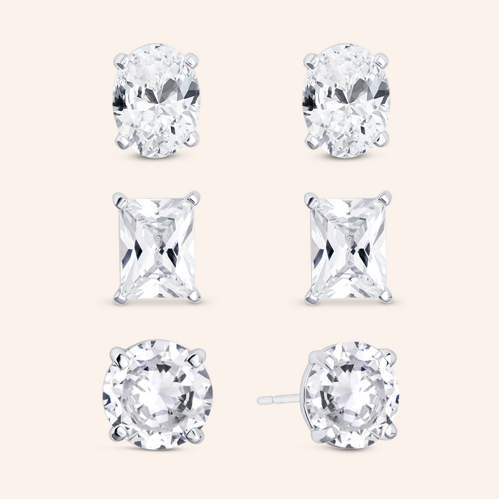 "Sparkle Like a Star" Set of Three 22.4 CTW Large Stud Earrings