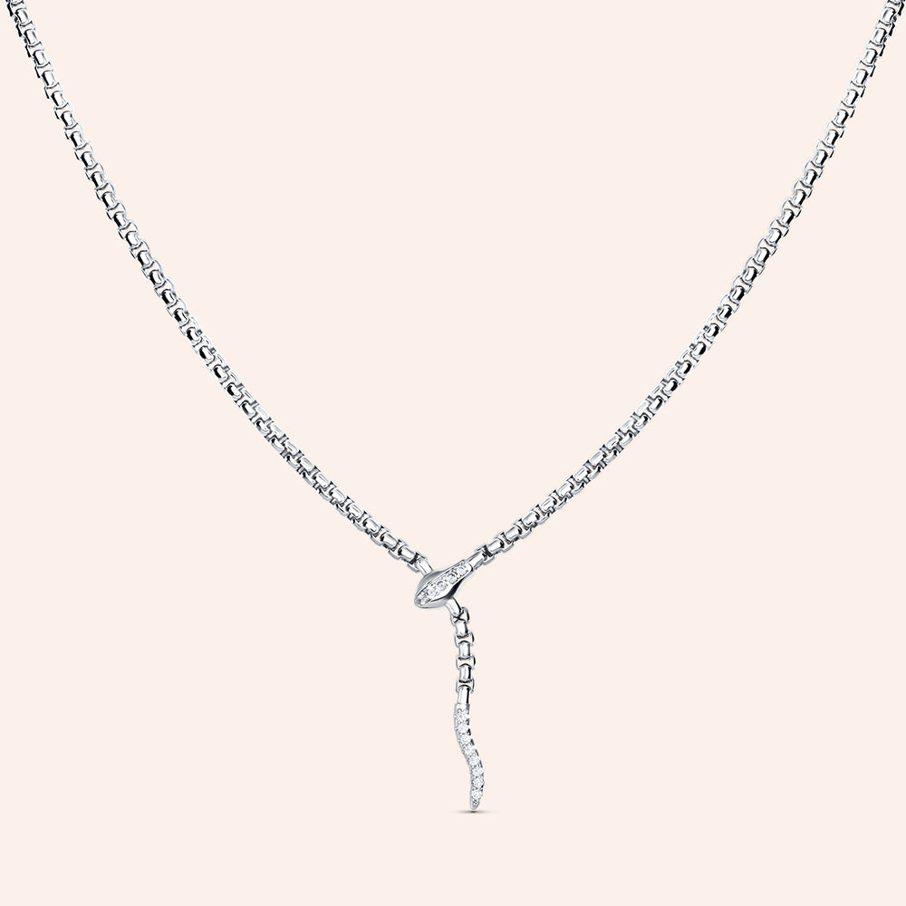 "Serpentia" Rounded Box Chain Snake Necklace