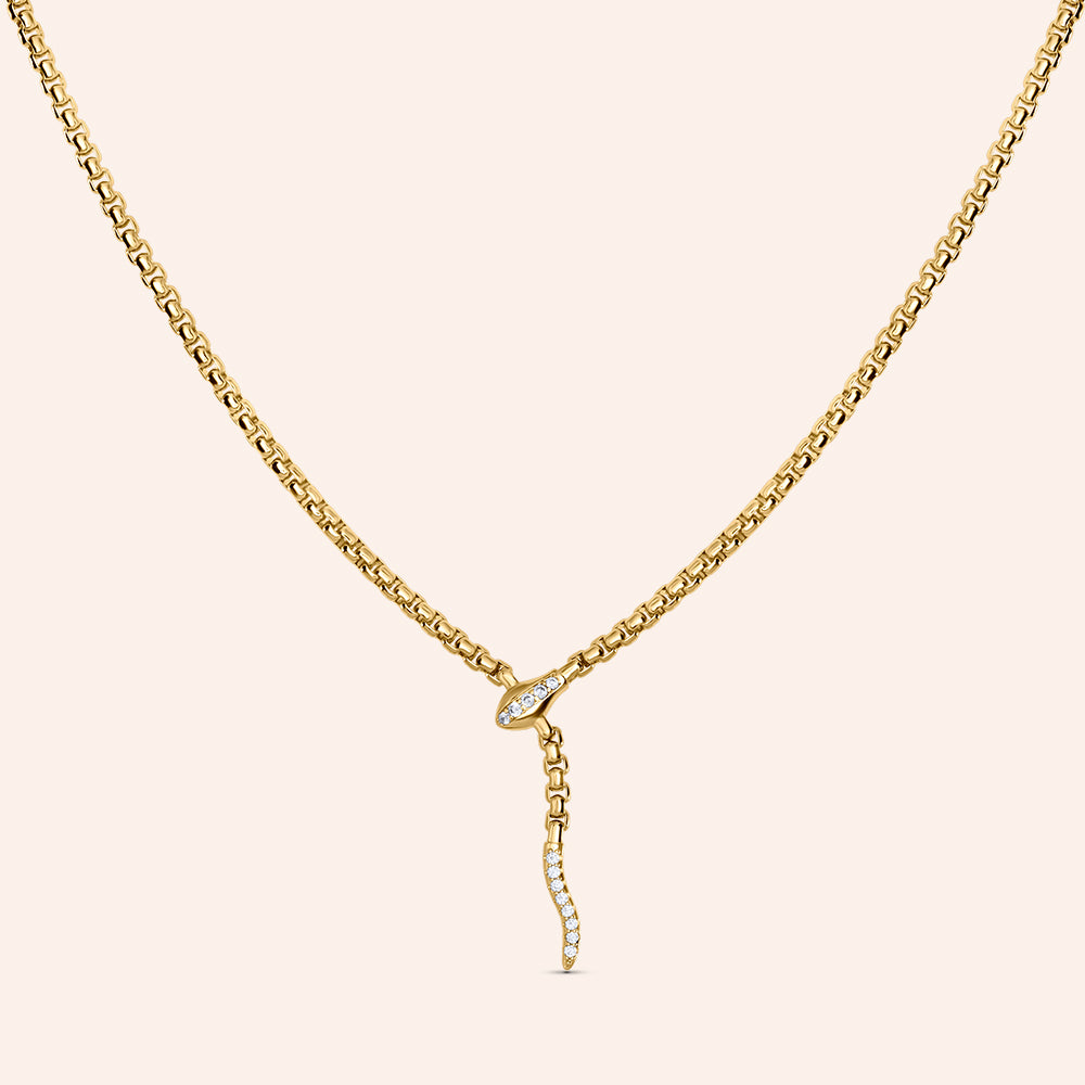 "Serpentia" Rounded Box Chain Snake Necklace