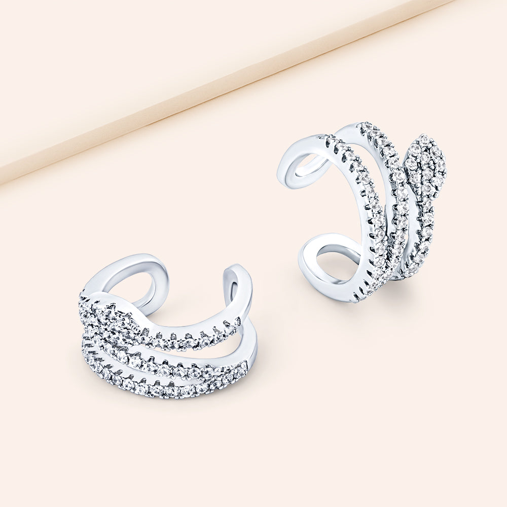 "Serpentia" Set of Two Pave Ear Cuffs