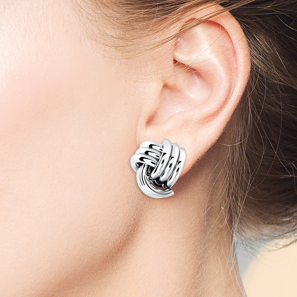 "What's Knot to Love" High Polished Stud Statement Earrings