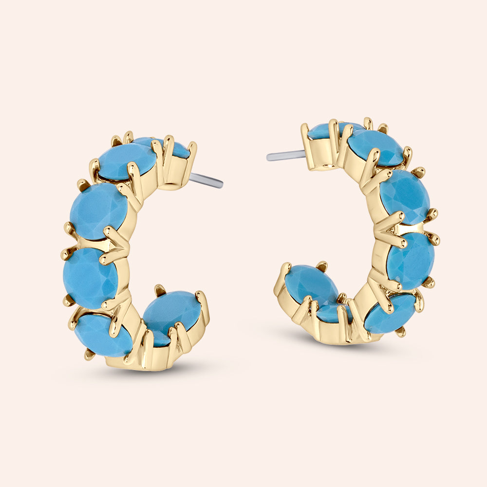 "Bling it On" Turquoise Inside-Outside 0.8" Hoops