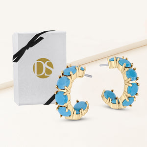 "Bling it On" Turquoise Inside-Outside 0.8" Hoops