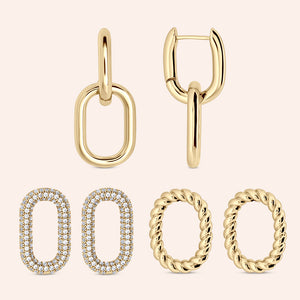 "Change it Up" 3 Interchangeable Links Hoop Earrings Set