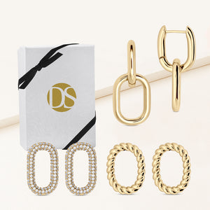 "Change it Up" 3 Interchangeable Links Hoop Earrings Set