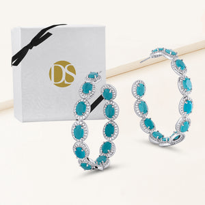 "Her Majesty" Turquoise Inside-Outside 2" Hoops
