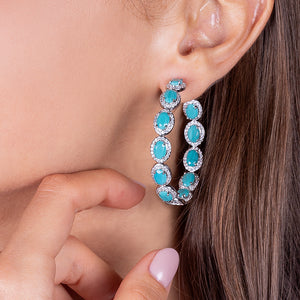 "Her Majesty" Turquoise Inside-Outside 2" Hoops