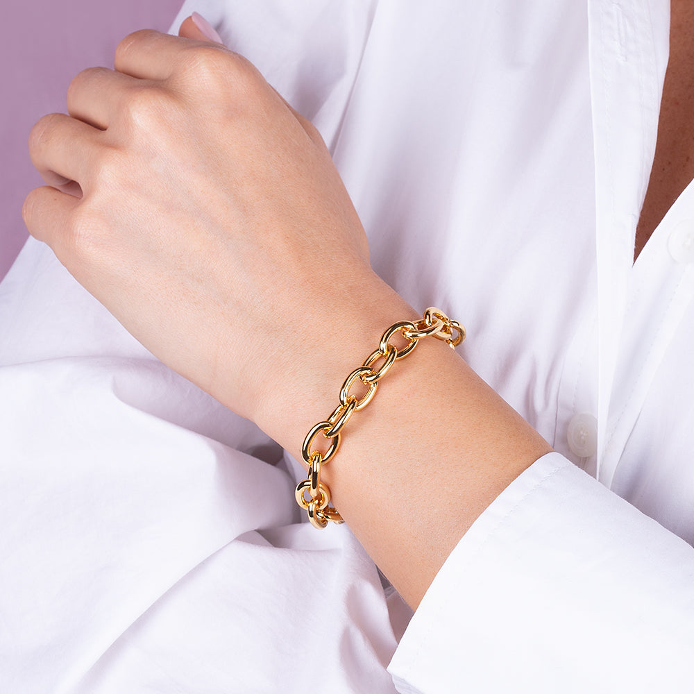 "Chain Reaction" High Polished Oval Link Chain Bracelet