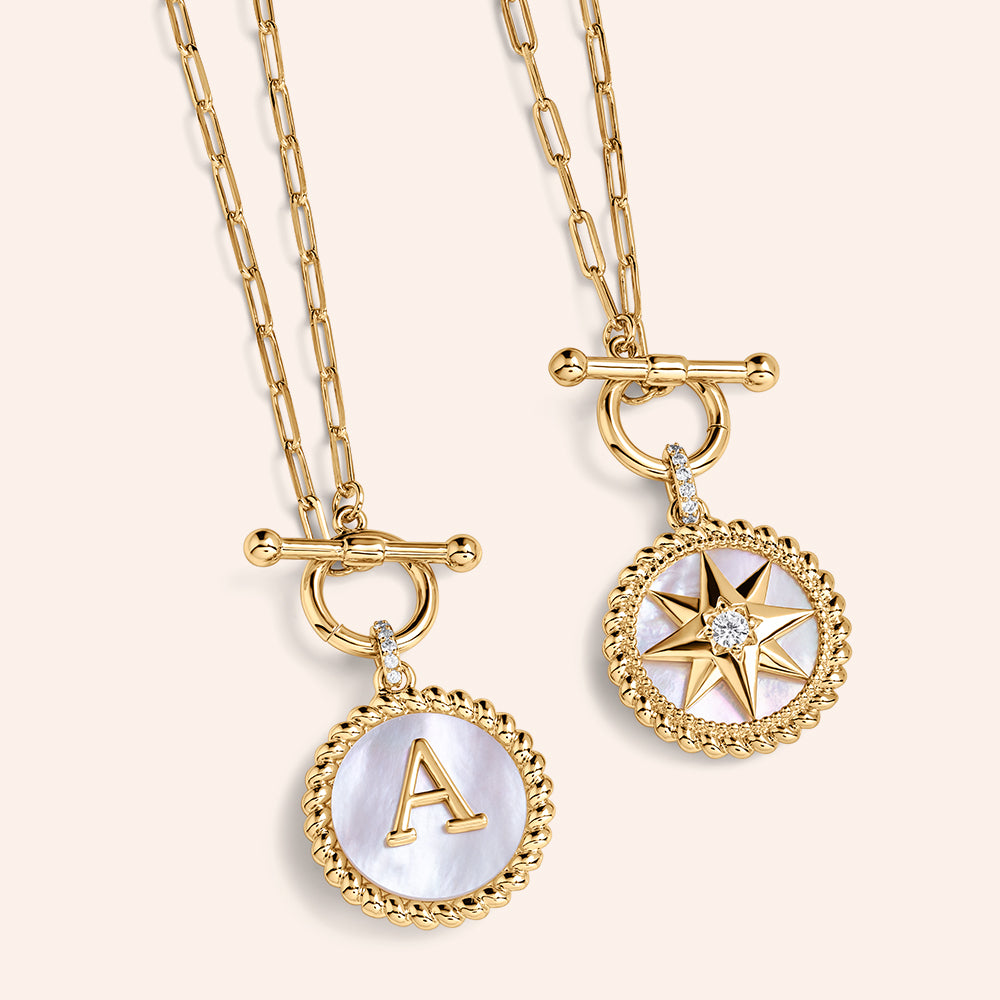 "Stellar Me" Mother of Pearl Reversible Medallion Necklace