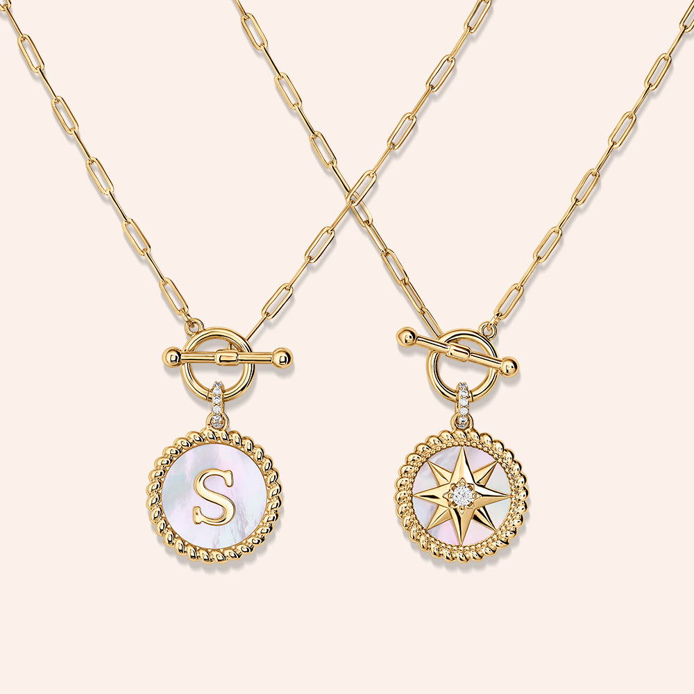 "Stellar Me" Mother of Pearl Reversible Medallion Necklace