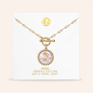 "Stellar Me" Mother of Pearl Reversible Medallion Necklace