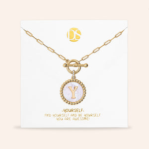 "Stellar Me" Mother of Pearl Reversible Medallion Necklace