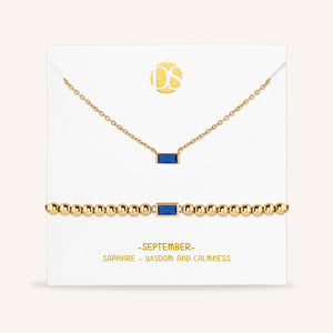 "Graceful Duo" Baguette Birthstone Necklace & Bracelet Set