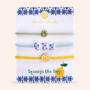 "Lemon Squeeze" Hair Ties & Bracelet Jewels -  Set of 3