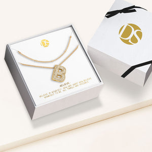 "Bubbly Shine"  Set of Two Initial Letter  & Curb chain Layering Necklace