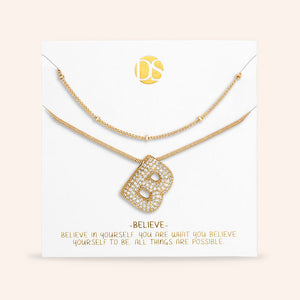 "Bubbly Shine"  Set of Two Initial Letter  & Curb chain Layering Necklace