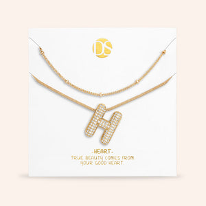 "Bubbly Shine"  Set of Two Initial Letter  & Curb chain Layering Necklace