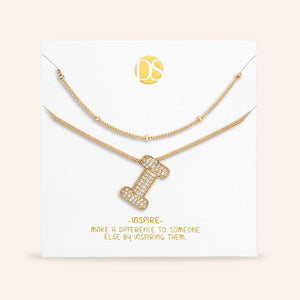 "Bubbly Shine"  Set of Two Initial Letter  & Curb chain Layering Necklace