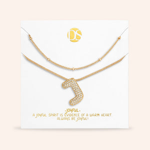 "Bubbly Shine"  Set of Two Initial Letter  & Curb chain Layering Necklace