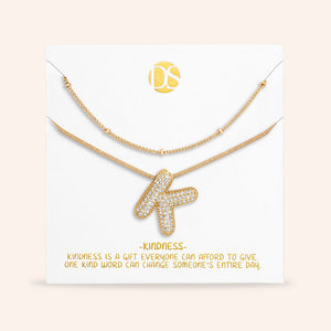 "Bubbly Shine"  Set of Two Initial Letter  & Curb chain Layering Necklace