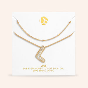 "Bubbly Shine"  Set of Two Initial Letter  & Curb chain Layering Necklace