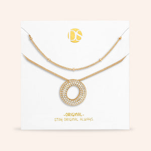 "Bubbly Shine"  Set of Two Initial Letter  & Curb chain Layering Necklace