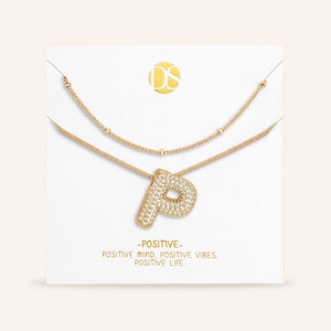 "Bubbly Shine"  Set of Two Initial Letter  & Curb chain Layering Necklace
