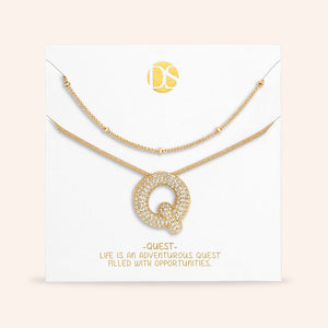 "Bubbly Shine"  Set of Two Initial Letter  & Curb chain Layering Necklace