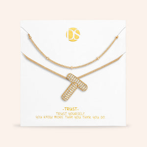 "Bubbly Shine"  Set of Two Initial Letter  & Curb chain Layering Necklace