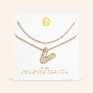 "Bubbly Shine"  Set of Two Initial Letter  & Curb chain Layering Necklace