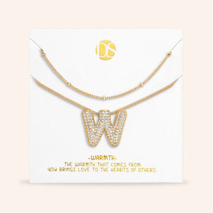 "Bubbly Shine"  Set of Two Initial Letter  & Curb chain Layering Necklace